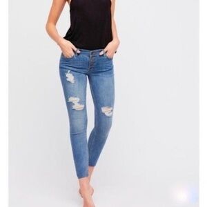 Free People Reagan Distressed Button Fly Jeans Size 28